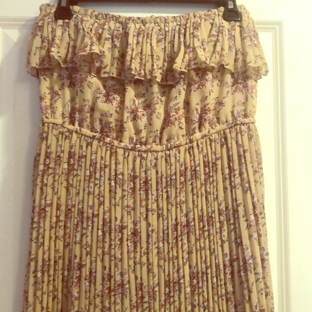 JOYCE LESLIE ROMANTIC FLORAL STRAPLESS LONG DRESS